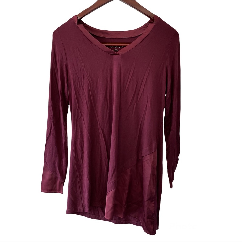 Soft Surroundings Satin Trim Asymmetrical Tunic Top